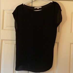 Loft mixed media top with boatneck